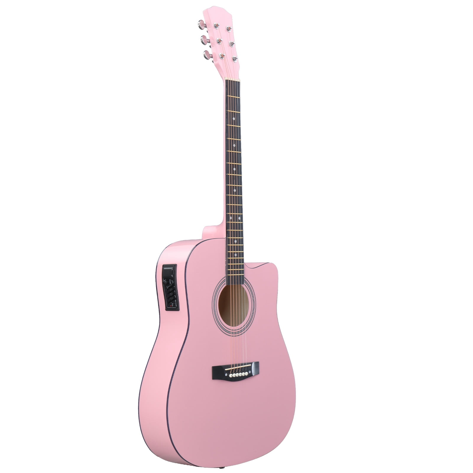 41-Inch Dreadnought Cutaway Acoustic-Electric Guitar with Built-In EQ, Basswood Body, 6 Steel Strings, 20 Frets, Right-Handed, Beginner Kit with Gig Bag
