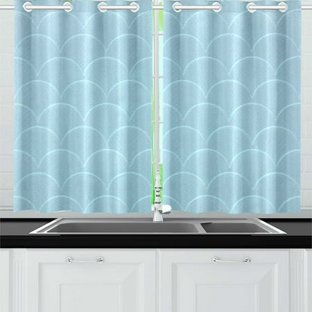 MKHERT Light  Blue Fish Scale Window Curtain Kitchen  