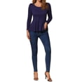 thumbnail image 2 of INSPIRAR CHIC Camisas de Mujer de Manga Larga con Cuello Redondo Casual Peplum M Azul Oscuro, 2 of 6