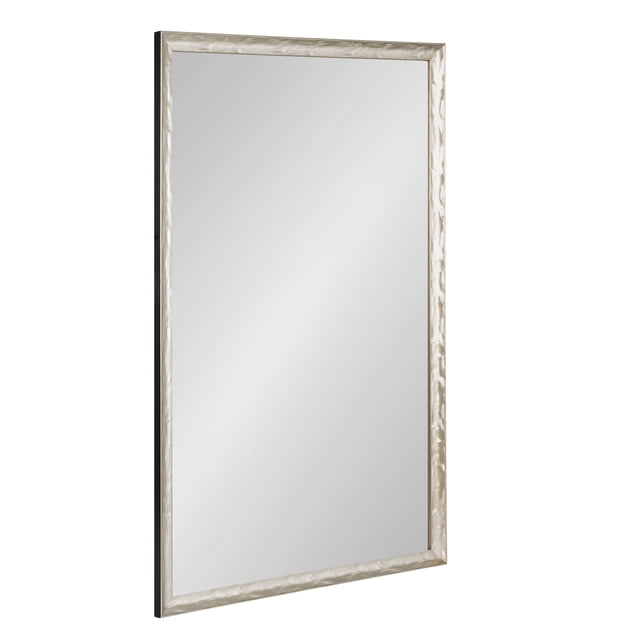Kate and Laurel Illiona Transitional Rectangle Wall Mirror, 24 x 36, Silver, Modern Glam Rectangular Statement Mirror with Metallic Finish and Textured Frame