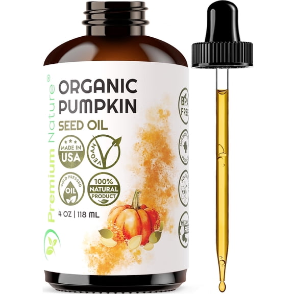 Organic Pumpkin Seed Oil Cold-Pressed Unrefined Pure Pumpkin Oil for Skin Face & Hair 4 oz