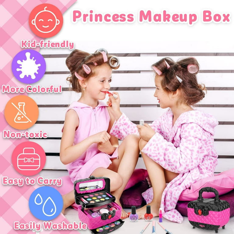 Lieonvis Kids Makeup Kit for Girls,Real Washable Makeup Toy for Little Girl  Princess Play Make Up Birthday Gift Toy Child Play Makeup Toys for