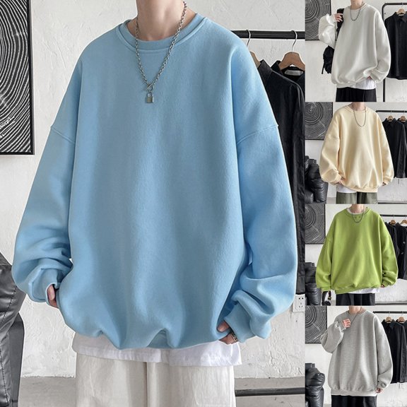 Tisuna Crewneck Sweatshirts For Mens Casual Long Sleeve T Shirts Relax Fit Daily Wear Fall Winter Clothes