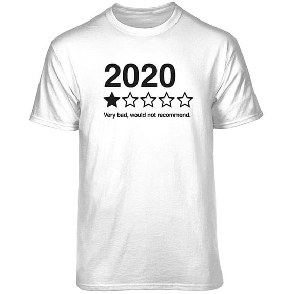 Teelocity 2020 Rating Graphic T-Shirt (Medium - Standard Fit, White Black Ink)