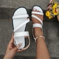 thumbnail image 6 of Wavsuf Flat Sandals for Women Casual Summer Wide Beach White Sandals Shoes Size 5.5, 6 of 6