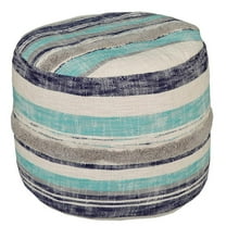 HomeRoots 18" Blue 100% Cotton Ottoman