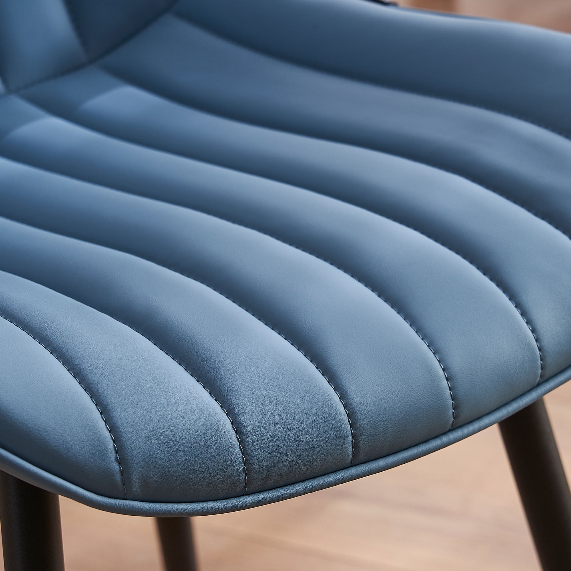 YOUNIKE Soft Dining Chair Set of 2 Faux Leather Upholstered Wide Back Kitchen Chair, Blue