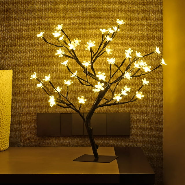 Bonsái LIGHTSHARE de cerezo en flor de 18 pulgadas con 48 luces LED