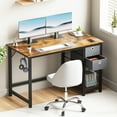 thumbnail image 6 of EDX Computer Desk with Drawer 47 Inch PC Table Study Desk with 2-Tier Drawers Storage Shelf Headphone Hook, Modern Simple Style Laptop Desk for Bedroom, Rust, 6 of 9