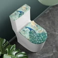 thumbnail image 2 of FORUDESIGNS Peacock Pattern Toilet Lid Cover and Toilet Tank Cover Set of 2, Stretch Bathroom Toilet Seat Covers Protector, Fits Most Round Elongated and Oblong Lids, 2 of 7