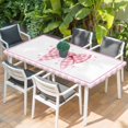 thumbnail image 2 of Pink Bowknot Table Cloths for 3 Foot Rectangle Tables, Shining Stars Vintage White Plaid Modern Patio Waterproof Elastic Fitted Tablecloths, Washable Rectangular Table Cover for Camping, 2 of 8