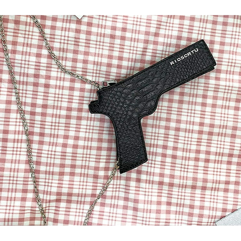 Pistol Messenger Bag Faux Leather Gun Shape Clutch Purse Satchel Funny  Women Bag