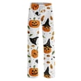 thumbnail image 4 of Soft Pajamas for Women Halloween Spooky Pumpkin Print Loose Drawstring Pj Bottoms, 4 of 5