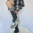 thumbnail image 2 of Kmbangi Women's Rib Knit Leg Warmers Cute Knee High Socks Boot Cuffs Two Tone Stockings with Button Decor, 2 of 3