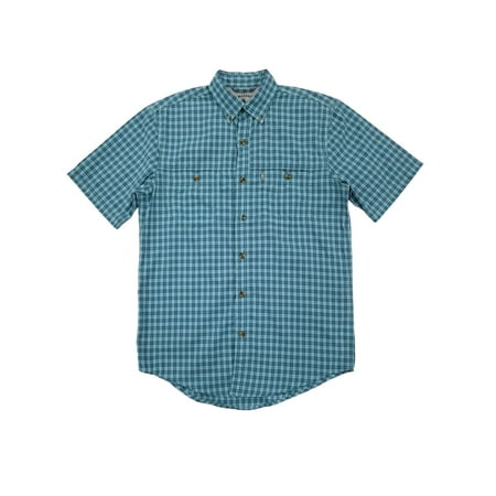G.H. Bass & Co. Mens Aqua Plaid Short Sleeve Button-Down Shirt S