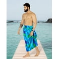 thumbnail image 2 of LA LEELA Men's Swimwear Beach Summer Pareo Long Sarong Wrap One Size Lapis, Leaves Vacation Holiday Aloha, 2 of 5