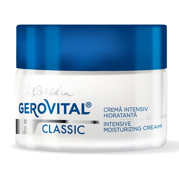 GEROVITAL CLASSIC Crema Facial Hidratante Intensiva con Ácido Hialurónico y Vitamina E Crema Facial Antiarrugas Anti-Envejecimiento Nutritiva Hidratación Profunda 50 ml