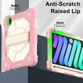 thumbnail image 4 of Funda Resistente a Golpes para iPad A16 11th / iPad A16 10th, Funda Protectora de Silicona Anti-caída + Capa de PC con Asa Giratoria de 360°, Correa para el Hombro, Rosa, para iPad A16 11th/10th, 4 of 8