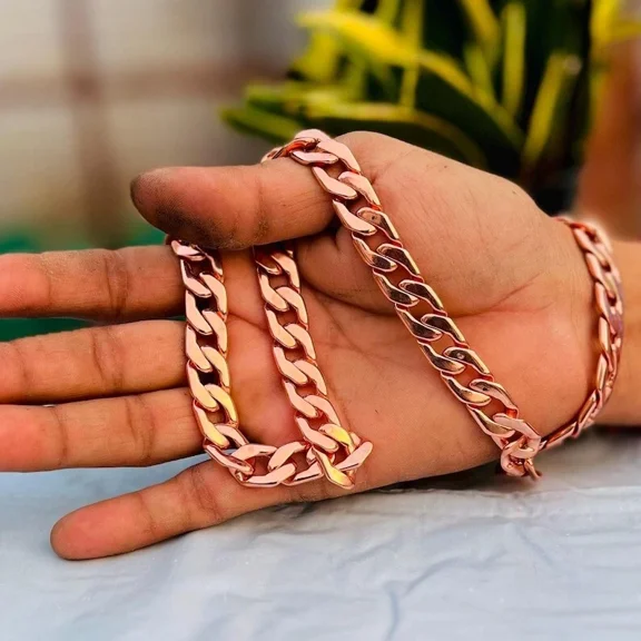 100% Solid Pure Copper Rope Chain Designer Link Chain Necklace Jewelry Size 18 inch