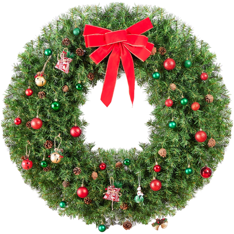 Yaheetech 48in Pre-lit Fir Christmas Wreath with 200 LED Lights