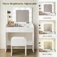 thumbnail image 3 of Garvee Vanity Desk with Mirror & Lights – Makeup Vanity with Power Outlet, Cushioned Stool, 3 Lighting Modes & Adjustable Brightness, Dressing Table with Hairdryer Holder for Bedroom, White, 3 of 8