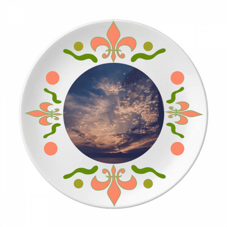 

Orange Dark Blue Sky Clouds Flower Ceramics Plate Tableware Dinner Dish