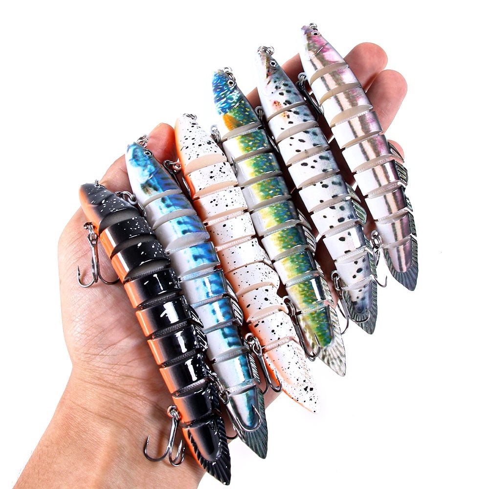 HENGJIA Fishing Lures, 14pcs Large Multi Jointed Fish Fishing Kits Slow Sinking Lifelike Swimbait Freshwater and Saltwater for Trout Bass Lures, 5.51"/0.75oz