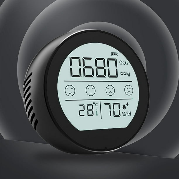 Medidor de CO2 portátil, monitor de temperatura y humedad, detector de CO2, monitor de dióxido de carbono, sensor NDIR para el hogar del almacén Negro Macarena Detector de temperatura