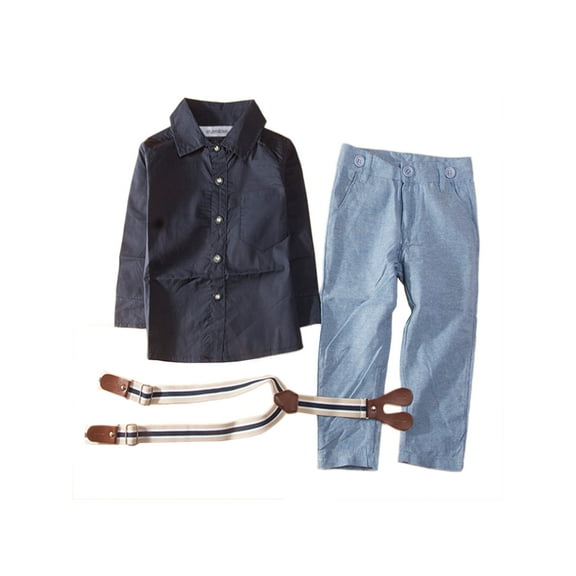 StylesILove T-shirt, Suspender Straps and Pants 3-pc Baby Boy Set (18-24 Months)