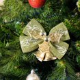 thumbnail image 2 of CUITING 15 Pieces Christmas Bow with Bells Mini Ribbon Bows Burlap Wreath Bows Wrapping Bows Hanging Xmas Wreath Bowknot Ornament for Christmas Tree Presents Decorations, 2 of 3
