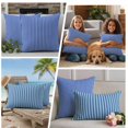 thumbnail image 5 of Violet Color Outdoor Waterproof Pillow Covers, Geometric Green Vertical Striped Modern Decorative Square Throw Pillowcase Sofa Cushion Sham for Patio/Couch/Chair, 16"x16" 2 Pack, 5 of 8