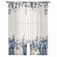 thumbnail image 3 of Thanksgiving Fall Sheer Curtains 84 Inches Long 2 Panels Set, Window Sheer Curtains for Living Room/Bedroom, Eucalyptus Blue White Harvest Pumpkin Light Filtering Rod Pocket Curtain 52'' x 84'' x 2, 3 of 7