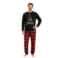 thumbnail image 3 of Family Christmas Pajamas Matching Sets Christmas Tree Crew Neck Long Sleeve Tops and Xmas Plaid Print Pants Holiday Sleepwear Soft Pjs Fall Loungewear for Men,3XL, 3 of 6