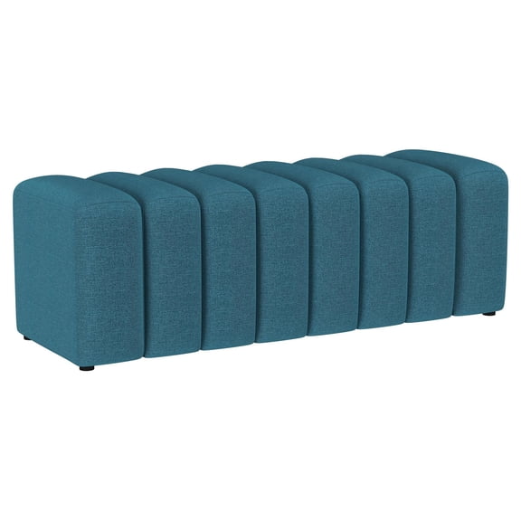 Sanna Accent Bench, Modern Channel Tufted Peacock Blue, 54 Inch