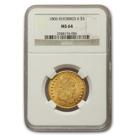 1806 Turban Head $5 Gold Half Eagle Knobbed 6 MS-64 NGC