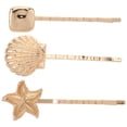 thumbnail image 1 of 3 pinzas para el pelo con forma de concha dorada, pasadores de metal para el pelo, accesorios para el pelo de playa, coleta, moño para mujeres y niñas, 1 of 7