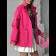 thumbnail image 4 of Chaqueta Impermeable de Larga con Capucha y Cremallera para Mujer, Gabardina, Cortavientos, Chaqueta de Viaje. Rosa Roja L, 4 of 9