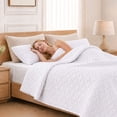 thumbnail image 6 of BDEUS Full/Queen Quilt Set, Soft Bed Summer Lightweight Bedspread Coverlet,3 Pieces Cloud Quilt Stitching for All Season, White, 6 of 11