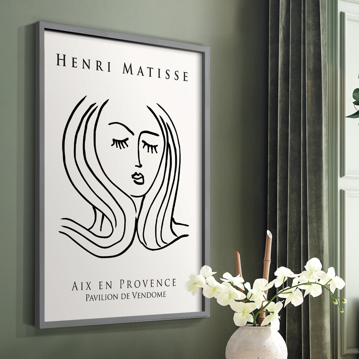 Matisse CXLVII Framed Print in Gray Solid Wood 16 x 20 Framed Print