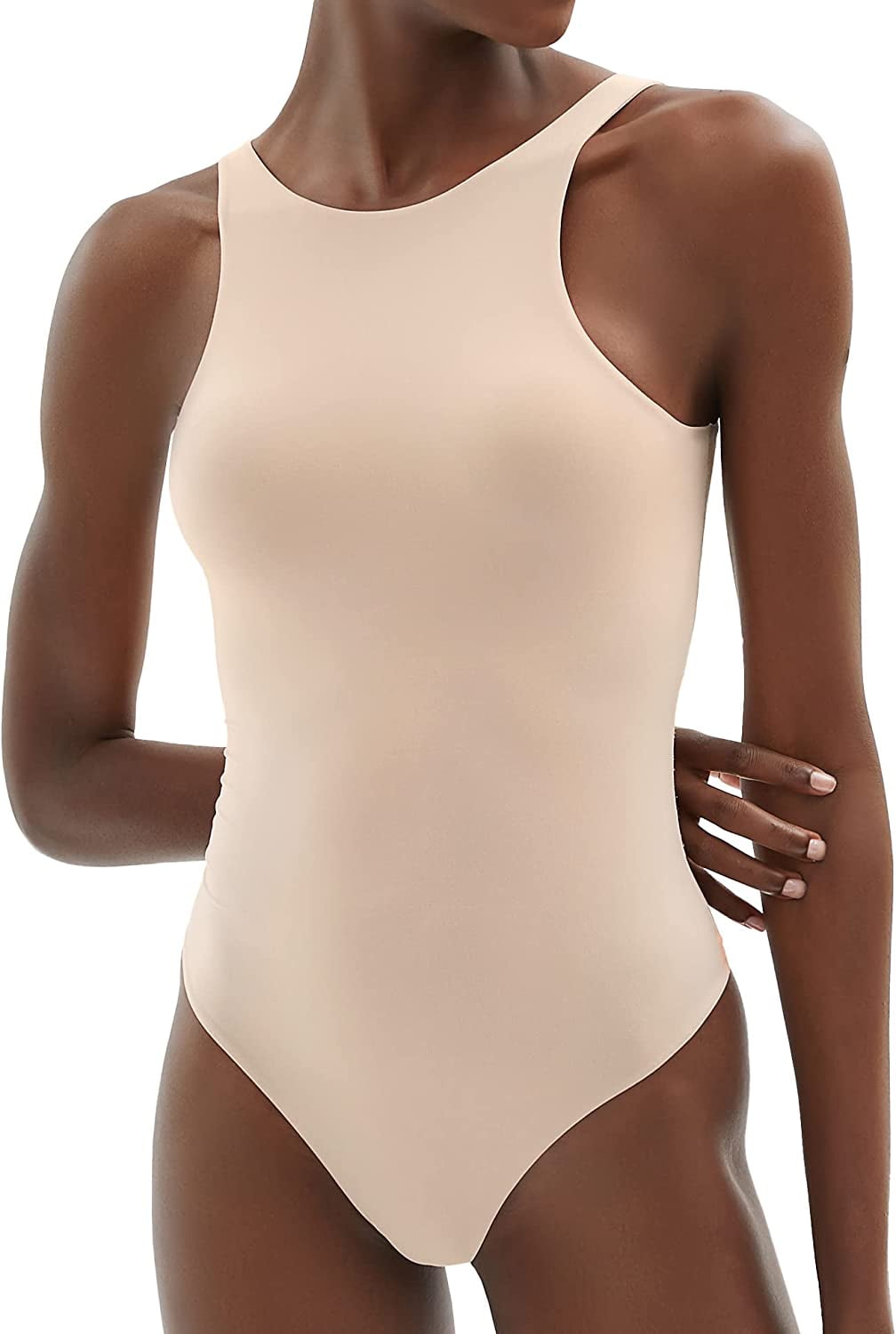 tan sleeveless bodysuit