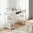 thumbnail image 5 of edx Small Desk with Drawers & Storage Shelves, 48 Inch Computer Desk Modern White Desk Gaming Writing Desk Study Table for Home Office, White, 5 of 8