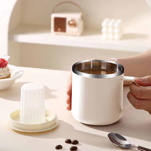 geerera 350ml/12oz Stainless Steel Insulated Coffee Mug with Lid, Double Wall Office Tea Cup, Leak-Proof Thermal Mug for Hot Drinks, Home and Work