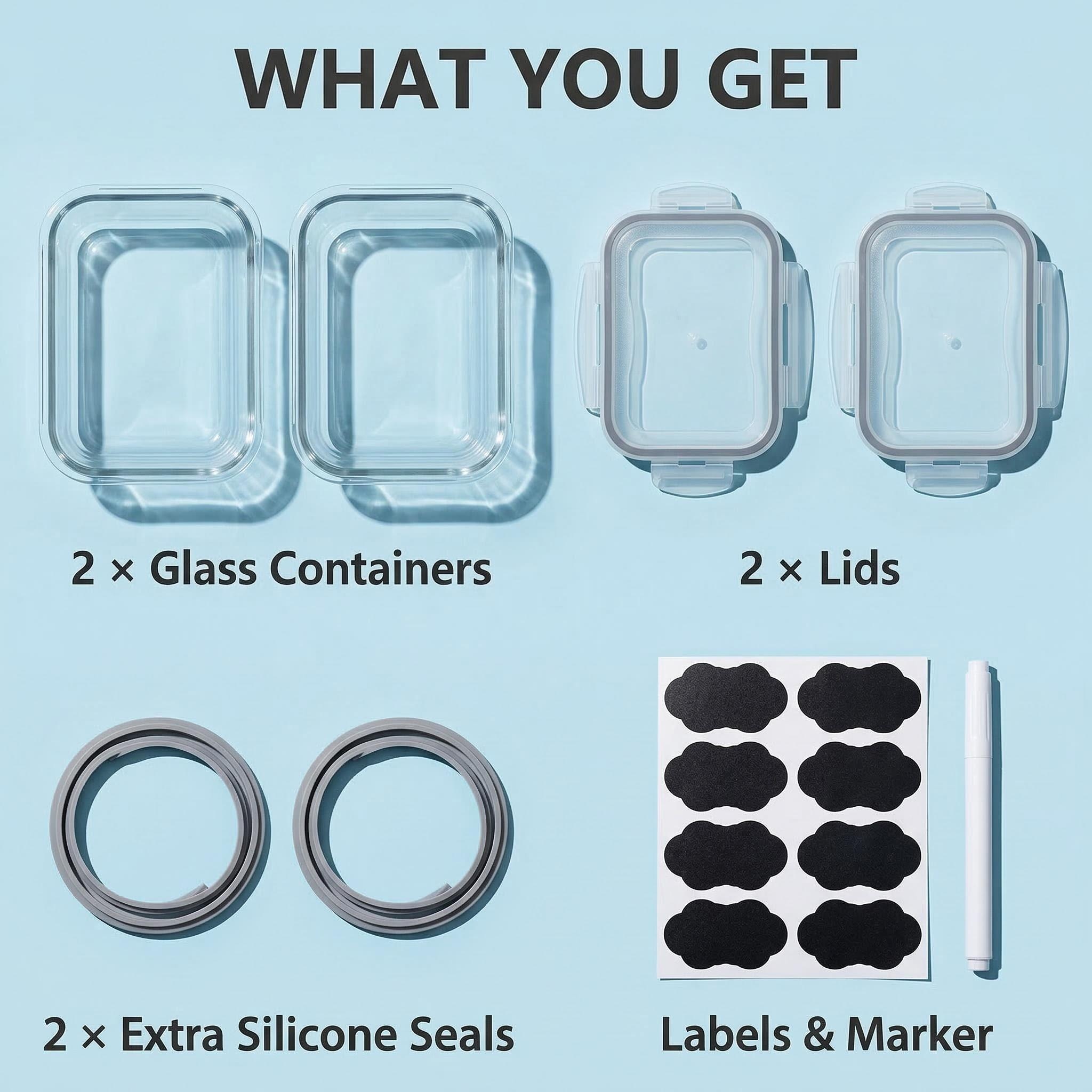 SHIGEER 2-Pack Glass Food Storage Containers, 63 oz photo 6