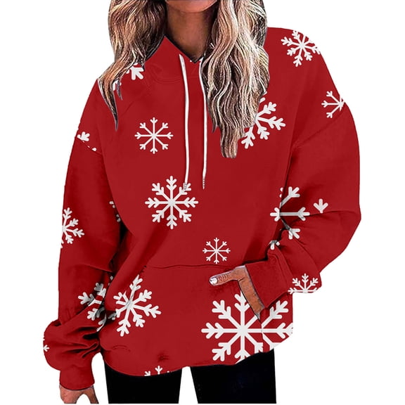 Sweatshirt for Women Family Christmas Blouses Relaxed Womens Long Sleeve Tops Women's Clothing Red1