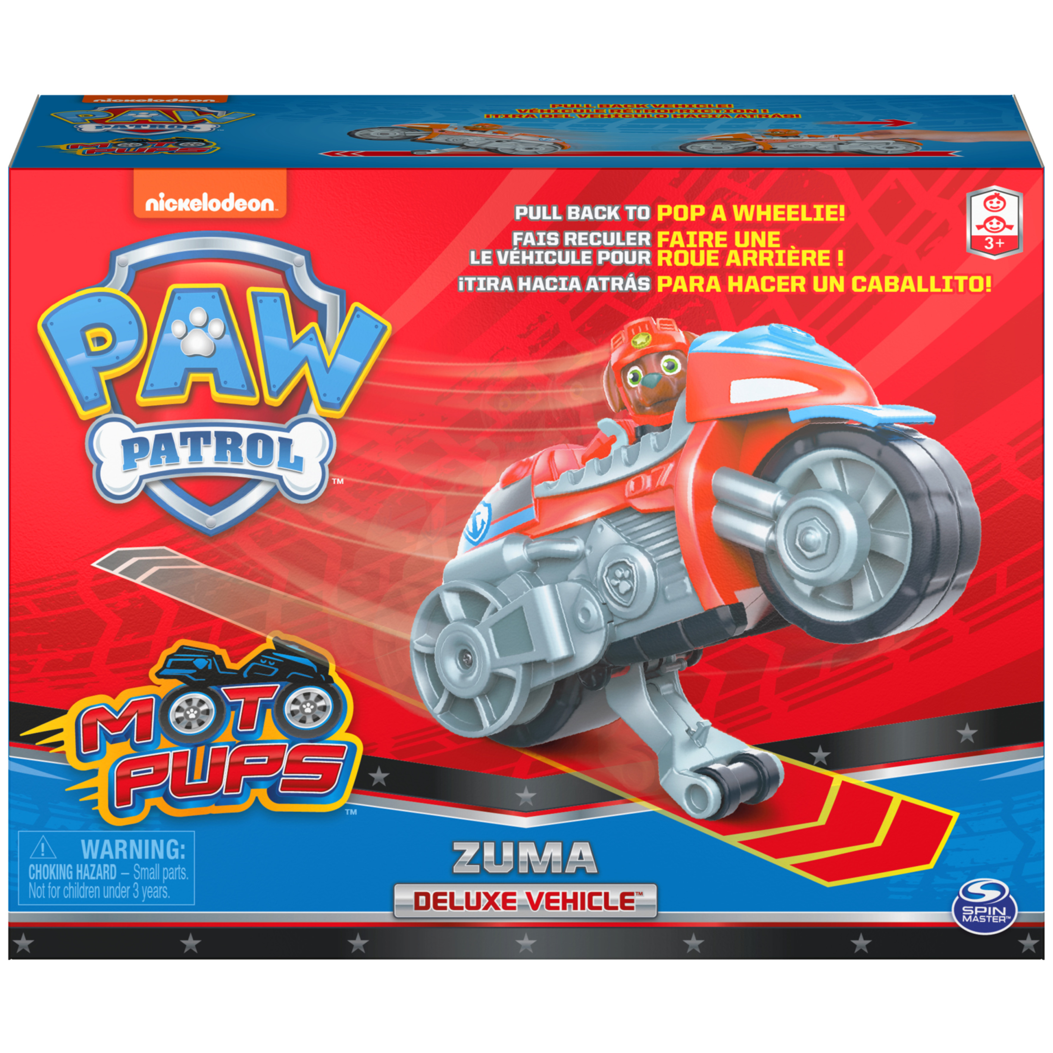 PAW Patrol, Moto Pups Zuma’s Deluxe Pull Back Motorcycle Vehicle with Wheelie Feature and Toy Figure - image 2 of 8