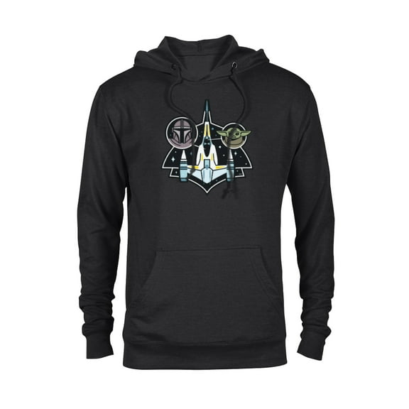 Star Wars The Mandalorian and Grogu N-1 Starfighter Top View - Pullover Hoodie for Adults - Customized-Black