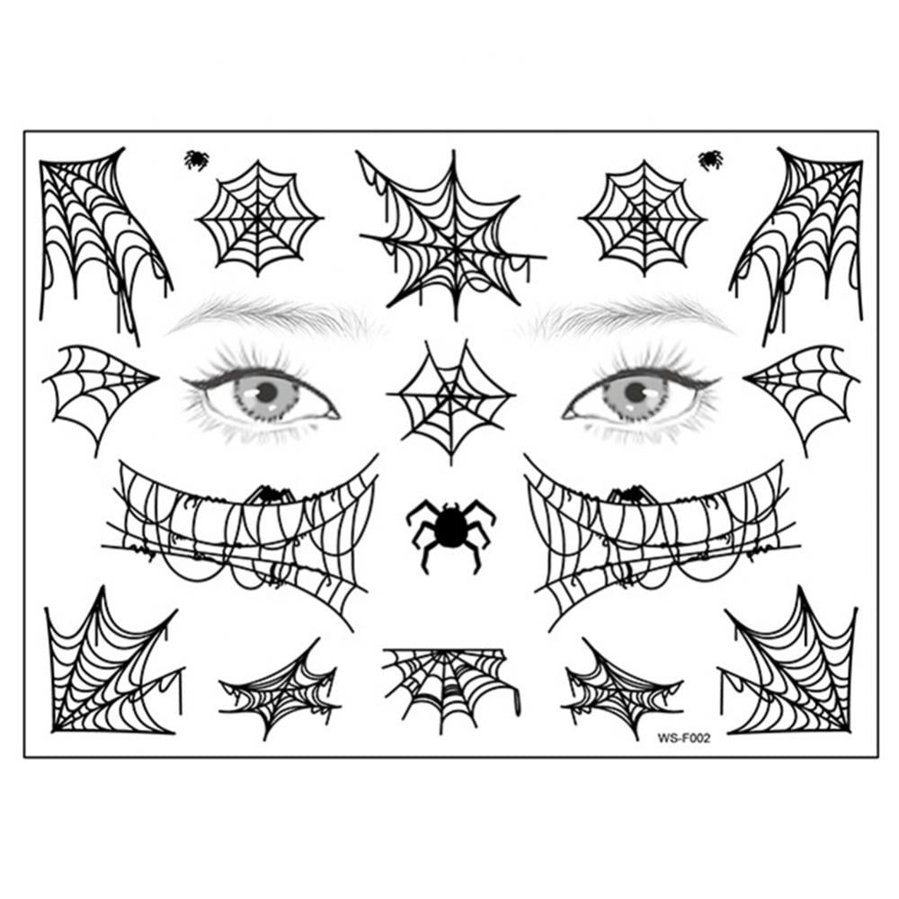 2PCS Halloween Spider Face Tattoos Spider Web Spider Net Temporary Tattoos  - Face Shoulder Arm Back Tattoos Stickers-Halloween Costume Apparel Cosplay  Accessories Party Favor Supplies 
