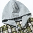 thumbnail image 4 of Chiccall Men's Flannel Shirt Plaid Hoodie Casual Comfortable Long Sleeve Drawstring Button-Down Shirt for Men, 4 of 8