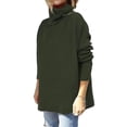 thumbnail image 5 of Hanerdun Women Casual Pullover Sweaters Female Turtleneck Knitwear Army Green L, 5 of 5