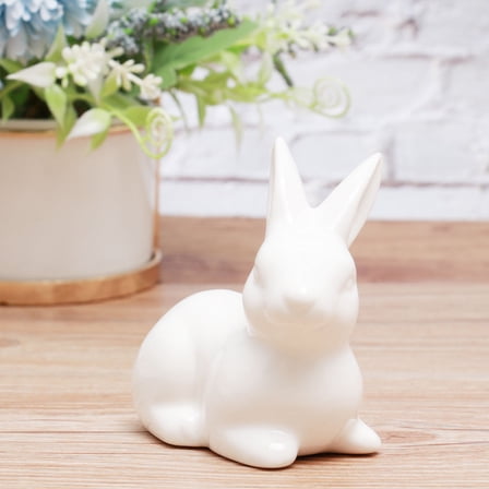 GOOHOCHY  Ceramic Crafts Figurines Rabbit Decor Bunny Baby Office White